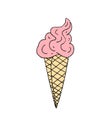 Vector hand drawn sketch pink colored ice cream Royalty Free Stock Photo