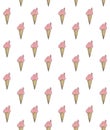 Vector hand drawn sketch pink colored ice cream Royalty Free Stock Photo