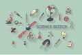 Vector hand drawn sketch science icons