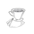 Vector hand drawn sketch vintage coffee filter Illustration. Royalty Free Stock Photo