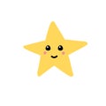 Vector hand drawn sketch yellow star with face