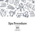 Vector hand drawn spa elements background Royalty Free Stock Photo