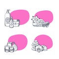 Vector hand drawn spa elements stickers Royalty Free Stock Photo