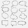 Vector hand drawn speech bubbles on white Royalty Free Stock Photo
