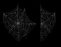 Vector hand drawn spiderweb, white spooky cobweb