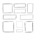 Vector hand drawn squares, blank drawing frames isolated on white background, black lines, rectangular Royalty Free Stock Photo