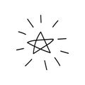 vector hand drawn star doodle icon, isolated Royalty Free Stock Photo