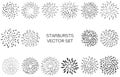 Vector Hand Drawn Starbursts and Fireworks Set. Simple Elements Pack for Holiday Design.