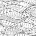 Vector hand drawn stripe monochrome background, outline ornament Royalty Free Stock Photo