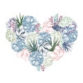 Vector hand drawn succulent wreath. Colorful engraved vintage style art.