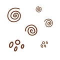 Vector hand drawn swirls, twirls, dots and drops isolated on white background. Decorative doodle different shape Royalty Free Stock Photo