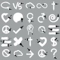 Vector hand-drawn symbols created with painting brush, different Royalty Free Stock Photo