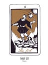 Vector hand drawn Tarot card deck. Major arcana The fool. Engraved vintage style. Occult and alchemy