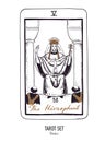 Vector hand drawn Tarot card deck. Major arcana the Hierophant. Engraved vintage style. Occult, spiritual and alchemy