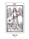 Vector hand drawn Tarot card deck. Major arcana Temperance. Engraved vintage style. Occult, spiritual and alchemy