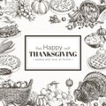 Vector hand drawn thanksgiving Illustration. Royalty Free Stock Photo