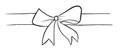 Vector hand drawn of tied ribbon. Black outlines and white background Royalty Free Stock Photo