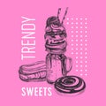 Vector hand drawn trendy sweets Illustration.