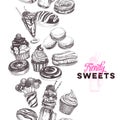 Vector hand drawn trendy sweets Illustration.