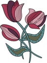 Vector hand drawn tulips, abstract floral design