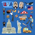 Vector hand-drawn USA Landmarks set