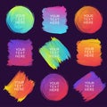 Vector hand drawn watercolor brush strokes set of different shapes and gradient colors Royalty Free Stock Photo