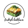 Vector hand drawn watercolor illustration with turkish dessert Baklava