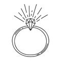 Vector hand drawn wedding ring with diamond. Feminine logo element in doodle style. For wedding planner, business Royalty Free Stock Photo