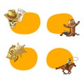 Vector hand drawn wild west cowboy stickers Royalty Free Stock Photo