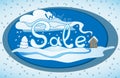 Vector hand drawn winter sale lable illustration