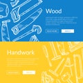 Vector hand drawn woodwork elements banner illustration Royalty Free Stock Photo