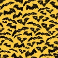 Vector hand drawn yellow halloween bats repeat pattern. Suitable for textile, wallpaper, halloween party poster or gift