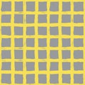 Vector hand drawn yellow squared seamless vintage pattern on gray background.