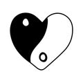 Vector hand drawn Yin Yang heart symbol Royalty Free Stock Photo