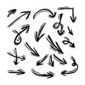 Vector hand drawns arrows collection, scribble black lines, sketch style drawings. Royalty Free Stock Photo