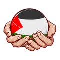 vector of hand with flag ball red white green black colors