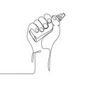 Vector hand holding e-cigarette. Vaping symbol Minimal art.Smoking device in a hand