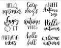 Vector hand lettering autumn phrases set