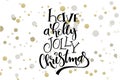 Vector hand lettering christmas greetings text -have a holly jolly christmas - with ellipses in gold color Royalty Free Stock Photo