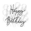 Vector hand lettering. Happy birthday greeting card with calligraphy. Design black and white overlay Royalty Free Stock Photo