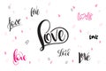 Vector hand lettering valentine`s day love greetings labels