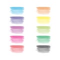 Vector hand painted watercolor painting brush strokes - full spectrum rainbow colored stain isolated on white background