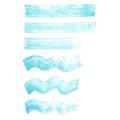 Vector hand painted blue and turquoise grunge straight and wavy brush strokes