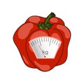 Vector. Hand-painted. The concept of weight loss, healthy lifestyles, diet, proper nutrition. Vegetable and scales Royalty Free Stock Photo