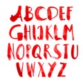 Vector hand painted grungy alphabet - red