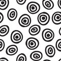 Vector hand-painted seamless pattern with circles, bubble, doodl