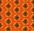 Vector hand painted seamless pattern with orange persimmon on red background. Royalty Free Stock Photo