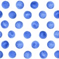 Vector hand painted blue circles seamless pattern on the white background Royalty Free Stock Photo