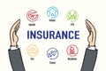 Vector : Hand protect Insurance feature icon,Insurance business