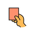 Vector hand showing card flat color icon.